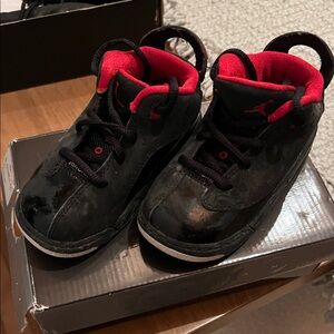 Jordan Kids Black and Red Sneakers